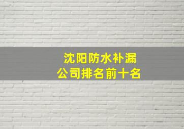 沈阳防水补漏公司排名前十名