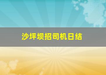 沙坪坝招司机日结