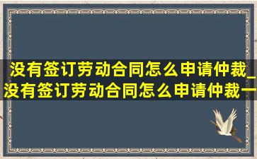 没有签订劳动合同怎么申请仲裁_没有签订劳动合同怎么申请仲裁一审