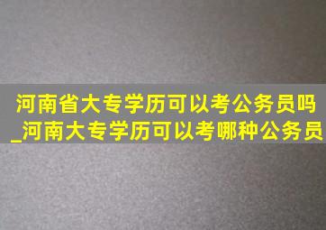 河南省大专学历可以考公务员吗_河南大专学历可以考哪种公务员