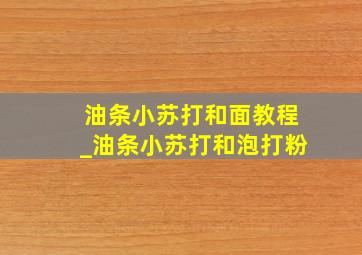 油条小苏打和面教程_油条小苏打和泡打粉