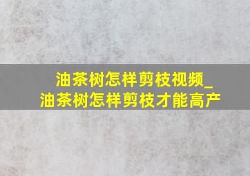 油茶树怎样剪枝视频_油茶树怎样剪枝才能高产