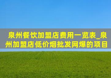 泉州餐饮加盟店费用一览表_泉州加盟店(低价烟批发网)爆的项目