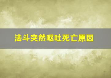 法斗突然呕吐死亡原因