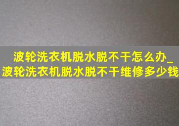 波轮洗衣机脱水脱不干怎么办_波轮洗衣机脱水脱不干维修多少钱