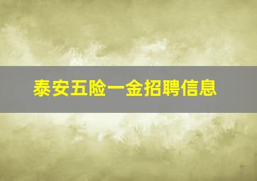 泰安五险一金招聘信息