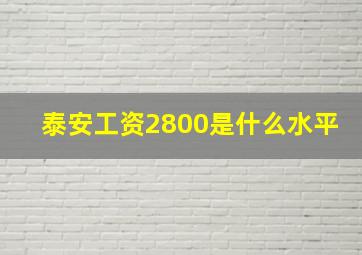 泰安工资2800是什么水平