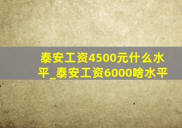 泰安工资4500元什么水平_泰安工资6000啥水平