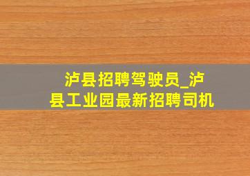 泸县招聘驾驶员_泸县工业园最新招聘司机