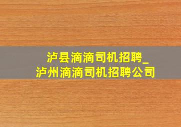 泸县滴滴司机招聘_泸州滴滴司机招聘公司