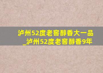 泸州52度老窖醇香大一品_泸州52度老窖醇香9年