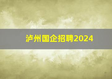 泸州国企招聘2024