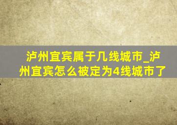 泸州宜宾属于几线城市_泸州宜宾怎么被定为4线城市了