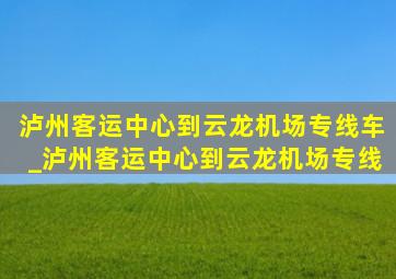 泸州客运中心到云龙机场专线车_泸州客运中心到云龙机场专线