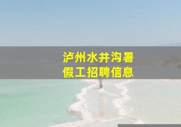 泸州水井沟暑假工招聘信息