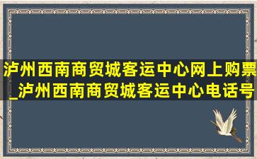 泸州西南商贸城客运中心网上购票_泸州西南商贸城客运中心电话号码