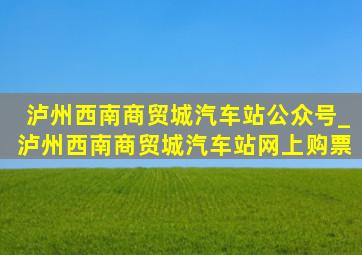 泸州西南商贸城汽车站公众号_泸州西南商贸城汽车站网上购票