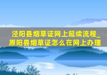 泾阳县烟草证网上延续流程_原阳县烟草证怎么在网上办理
