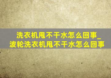 洗衣机甩不干水怎么回事_波轮洗衣机甩不干水怎么回事