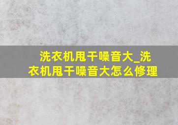 洗衣机甩干噪音大_洗衣机甩干噪音大怎么修理