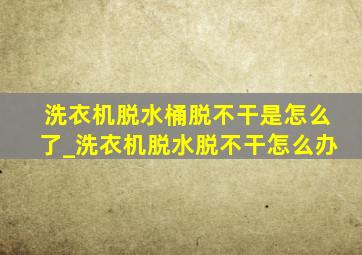 洗衣机脱水桶脱不干是怎么了_洗衣机脱水脱不干怎么办