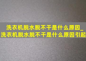 洗衣机脱水脱不干是什么原因_洗衣机脱水脱不干是什么原因引起