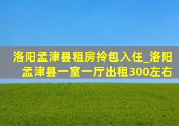 洛阳孟津县租房拎包入住_洛阳孟津县一室一厅出租300左右