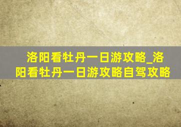 洛阳看牡丹一日游攻略_洛阳看牡丹一日游攻略自驾攻略