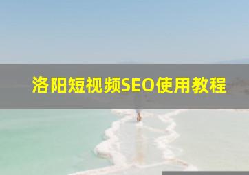 洛阳短视频SEO使用教程