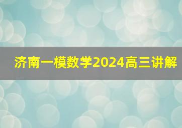 济南一模数学2024高三讲解