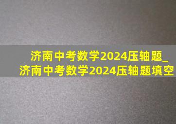 济南中考数学2024压轴题_济南中考数学2024压轴题填空