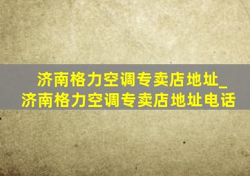 济南格力空调专卖店地址_济南格力空调专卖店地址电话