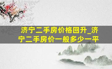 济宁二手房价格回升_济宁二手房价一般多少一平