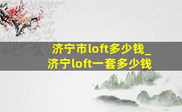 济宁市loft多少钱_济宁loft一套多少钱