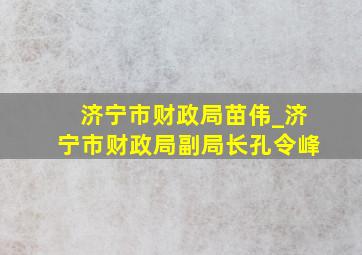 济宁市财政局苗伟_济宁市财政局副局长孔令峰