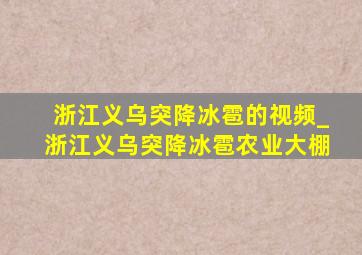 浙江义乌突降冰雹的视频_浙江义乌突降冰雹农业大棚