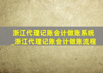 浙江代理记账会计做账系统_浙江代理记账会计做账流程