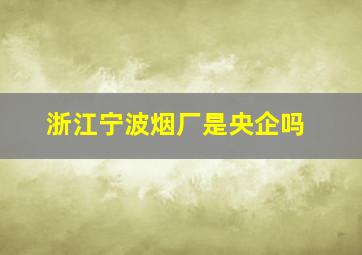 浙江宁波烟厂是央企吗