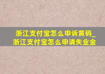 浙江支付宝怎么申诉黄码_浙江支付宝怎么申请失业金