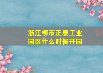 浙江柳市正泰工业园区什么时候开园