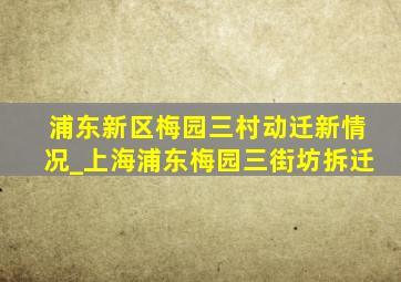 浦东新区梅园三村动迁新情况_上海浦东梅园三街坊拆迁