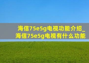 海信75e5g电视功能介绍_海信75e5g电视有什么功能