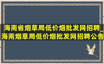 海南省烟草局(低价烟批发网)招聘_海南烟草局(低价烟批发网)招聘公告2023