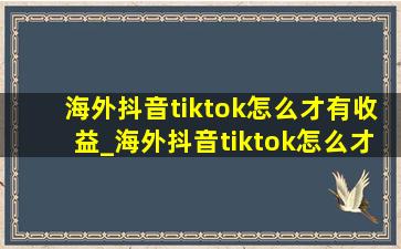 海外抖音tiktok怎么才有收益_海外抖音tiktok怎么才能看