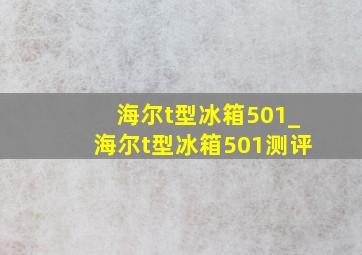 海尔t型冰箱501_海尔t型冰箱501测评