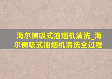 海尔侧吸式油烟机清洗_海尔侧吸式油烟机清洗全过程