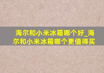 海尔和小米冰箱哪个好_海尔和小米冰箱哪个更值得买