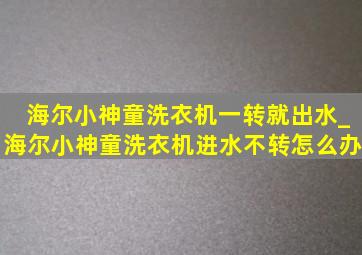 海尔小神童洗衣机一转就出水_海尔小神童洗衣机进水不转怎么办