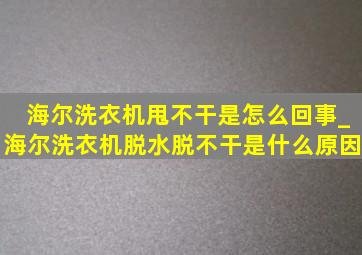 海尔洗衣机甩不干是怎么回事_海尔洗衣机脱水脱不干是什么原因