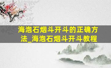 海泡石烟斗开斗的正确方法_海泡石烟斗开斗教程